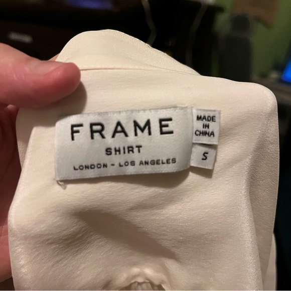 Frame Ivory Silk Pleated Button Up Shirt S - Picture 3 of 4